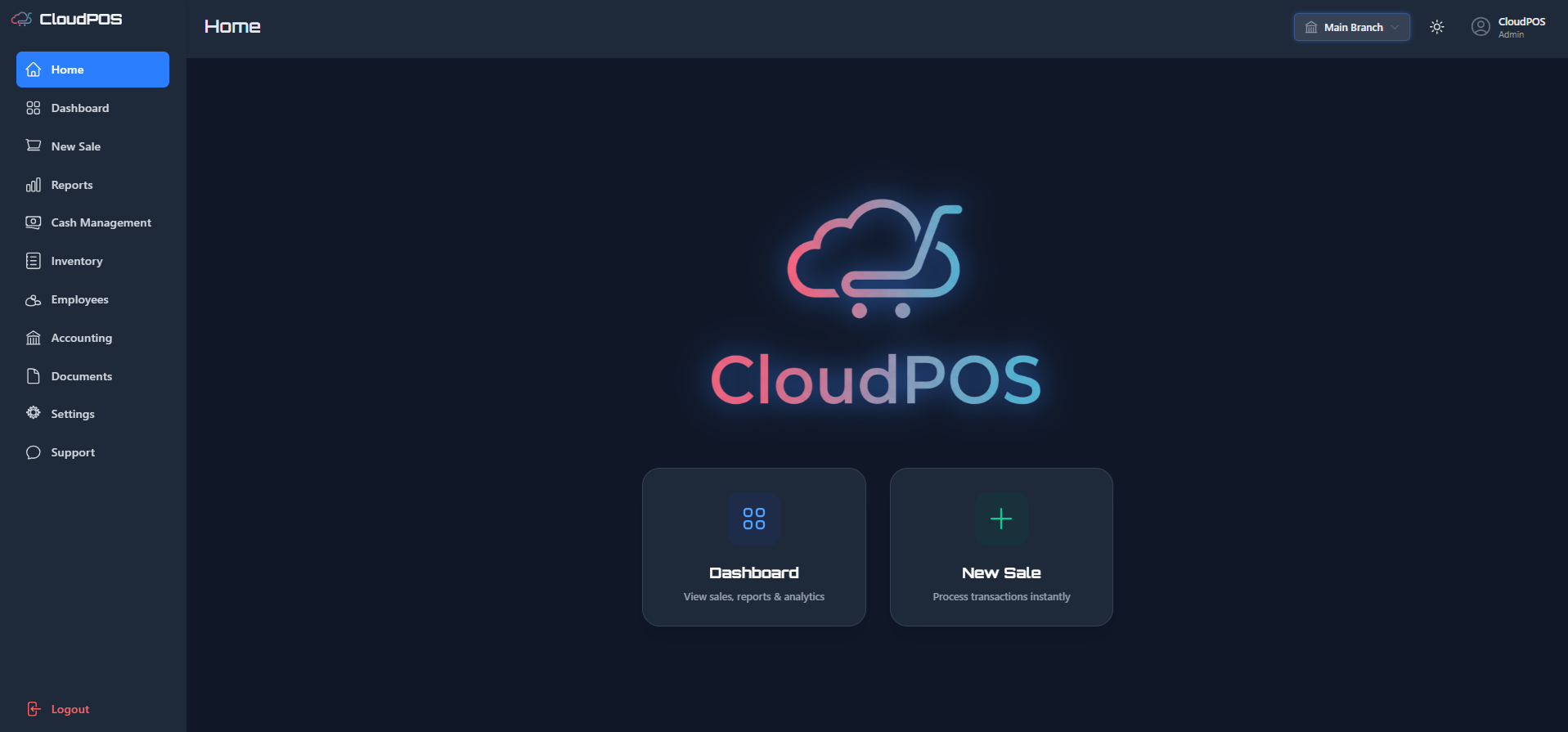 CloudPOS Home Page